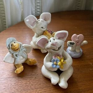 LOT of 4 Robin Russell Figurines Funny Bunny Duck